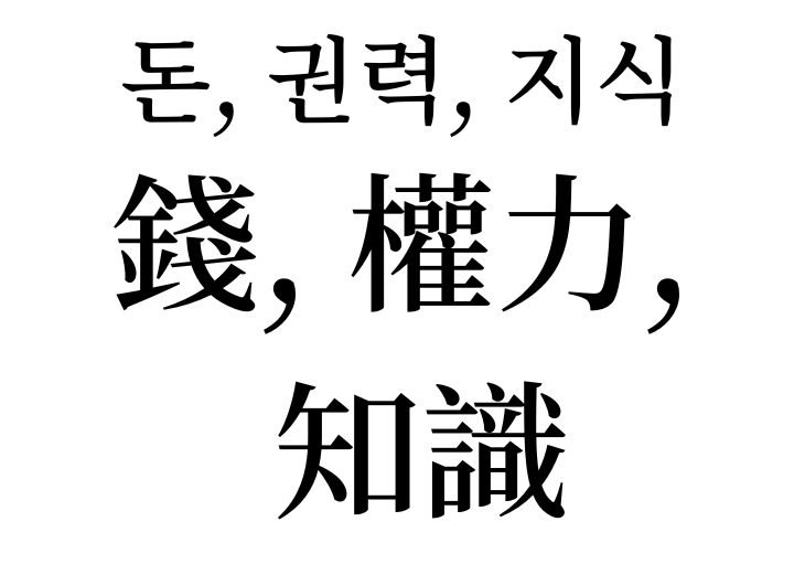 Money, power, knowledge